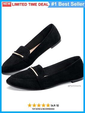 Women's Pointy Toe Faux Suede Loafer Flats Slip On Penny Ballet Work Shoes